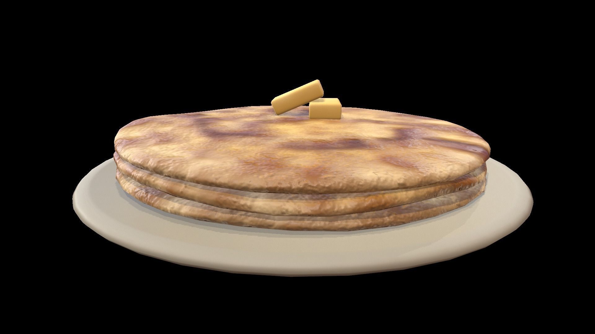 Parathas stack of pancakes on plate Low-poly 3D model_2