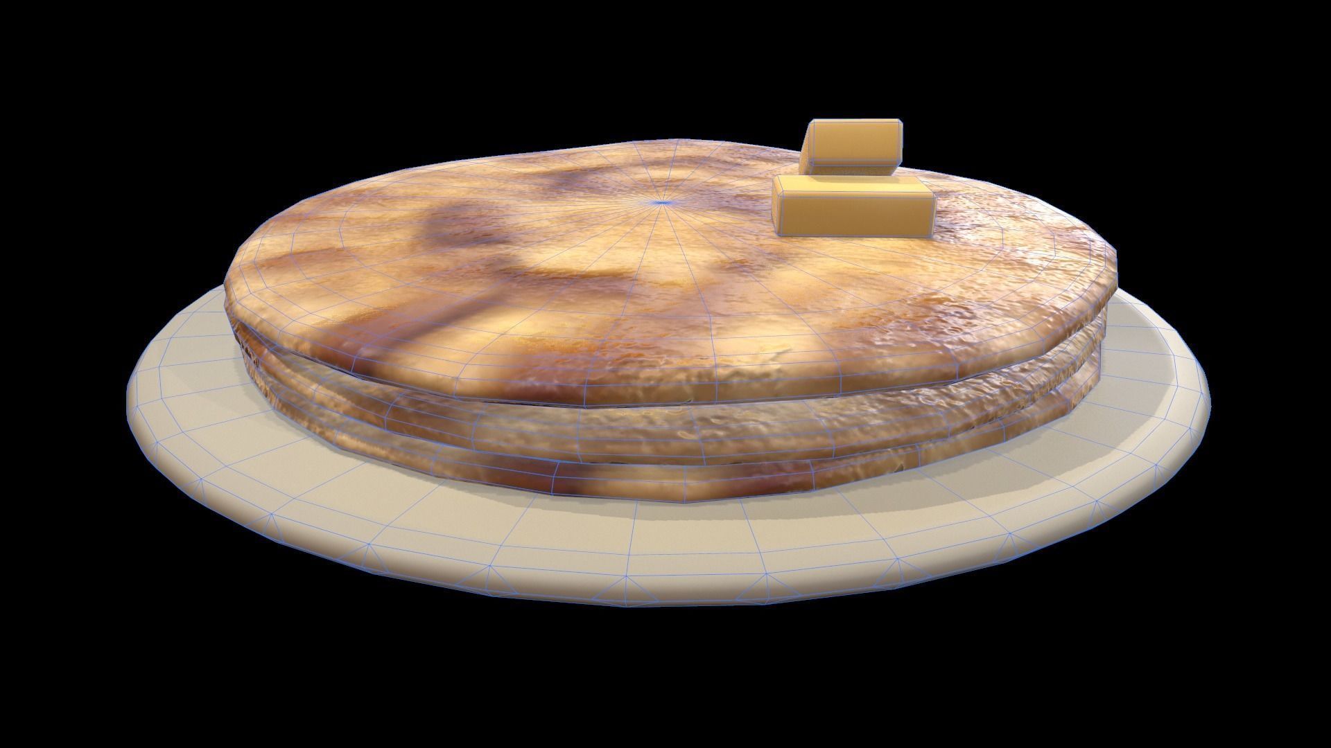 Parathas stack of pancakes on plate Low-poly 3D model_9