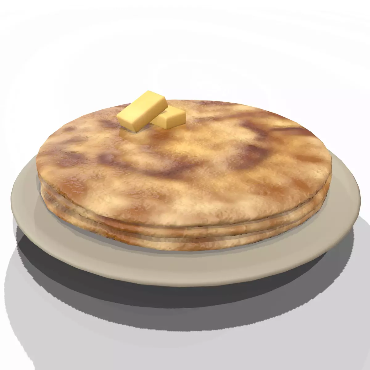 Parathas stack of pancakes on plate Low-poly 3D model_0