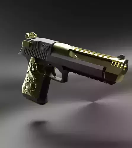 Gold Black 3D model Desert Eagle Guns Dragon Style