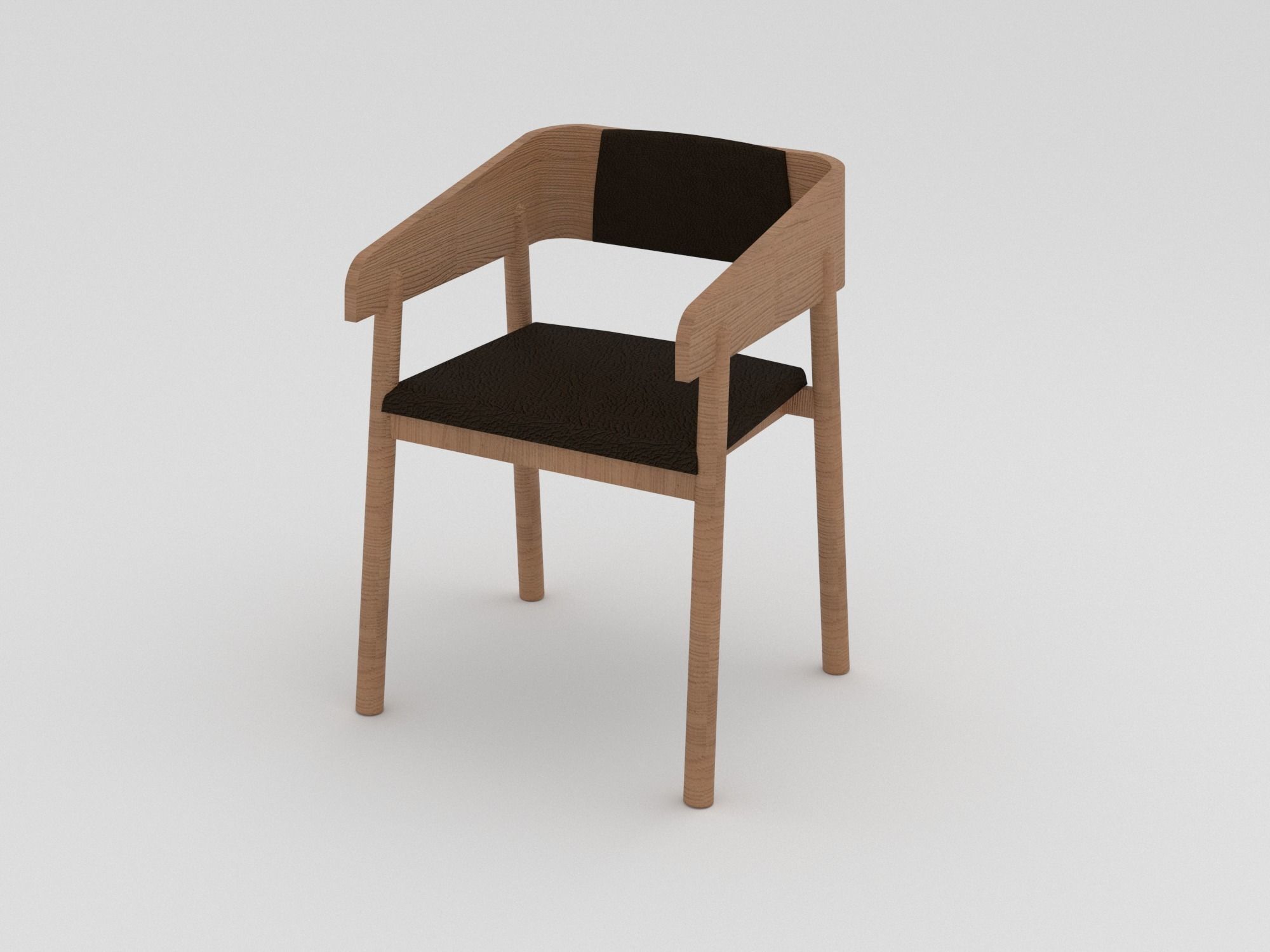 Leather Chair Low-poly 3D model_1