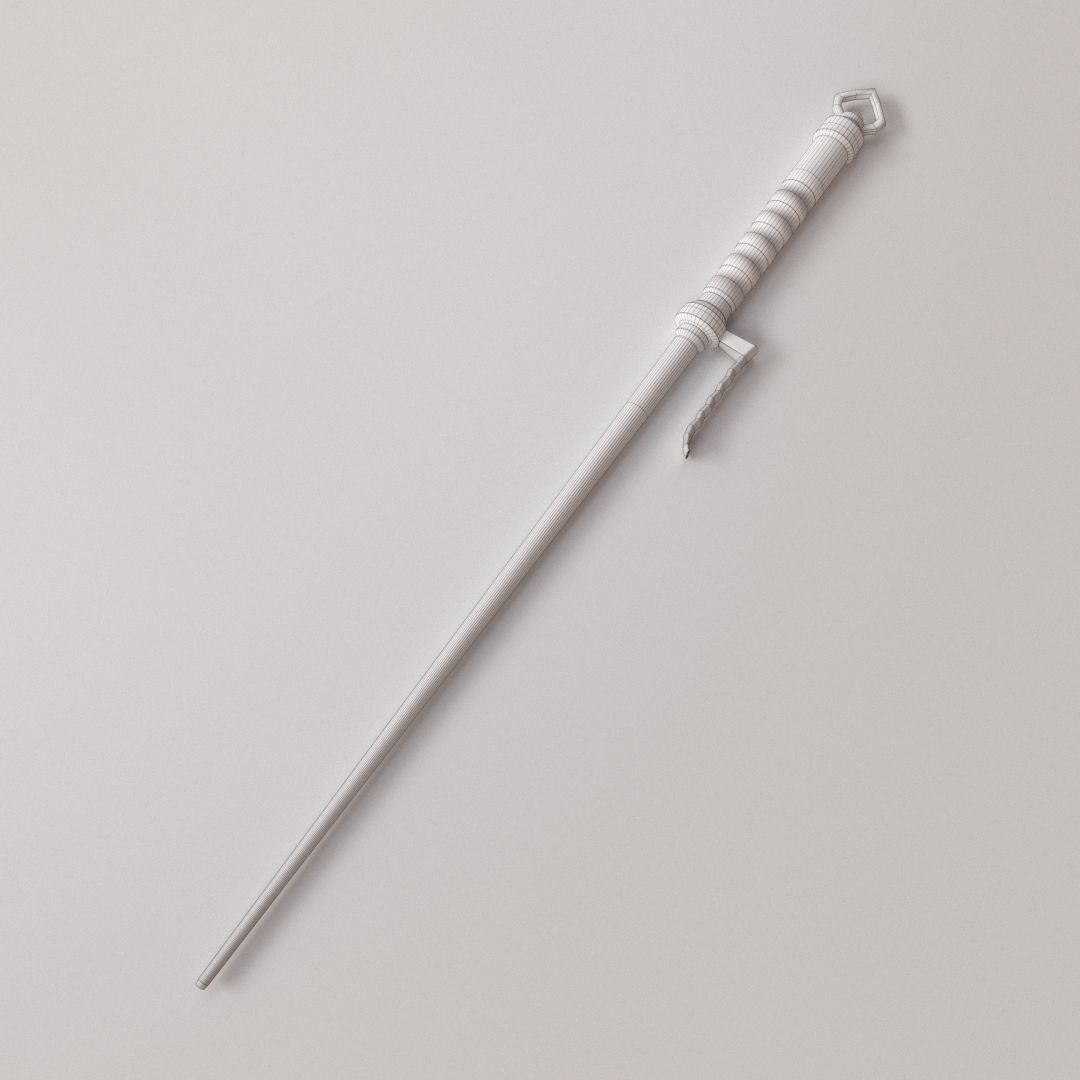 Jitte samurai sword 3D model_4