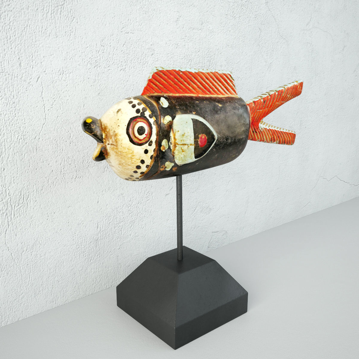Mali Wood Bozo Fish Puppet 2 3D model_3