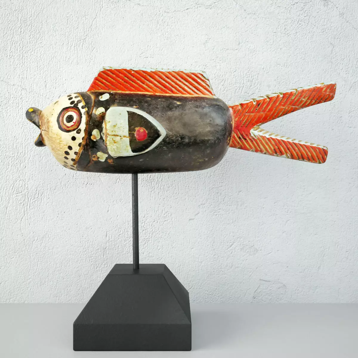Mali Wood Bozo Fish Puppet 2 3D model_0