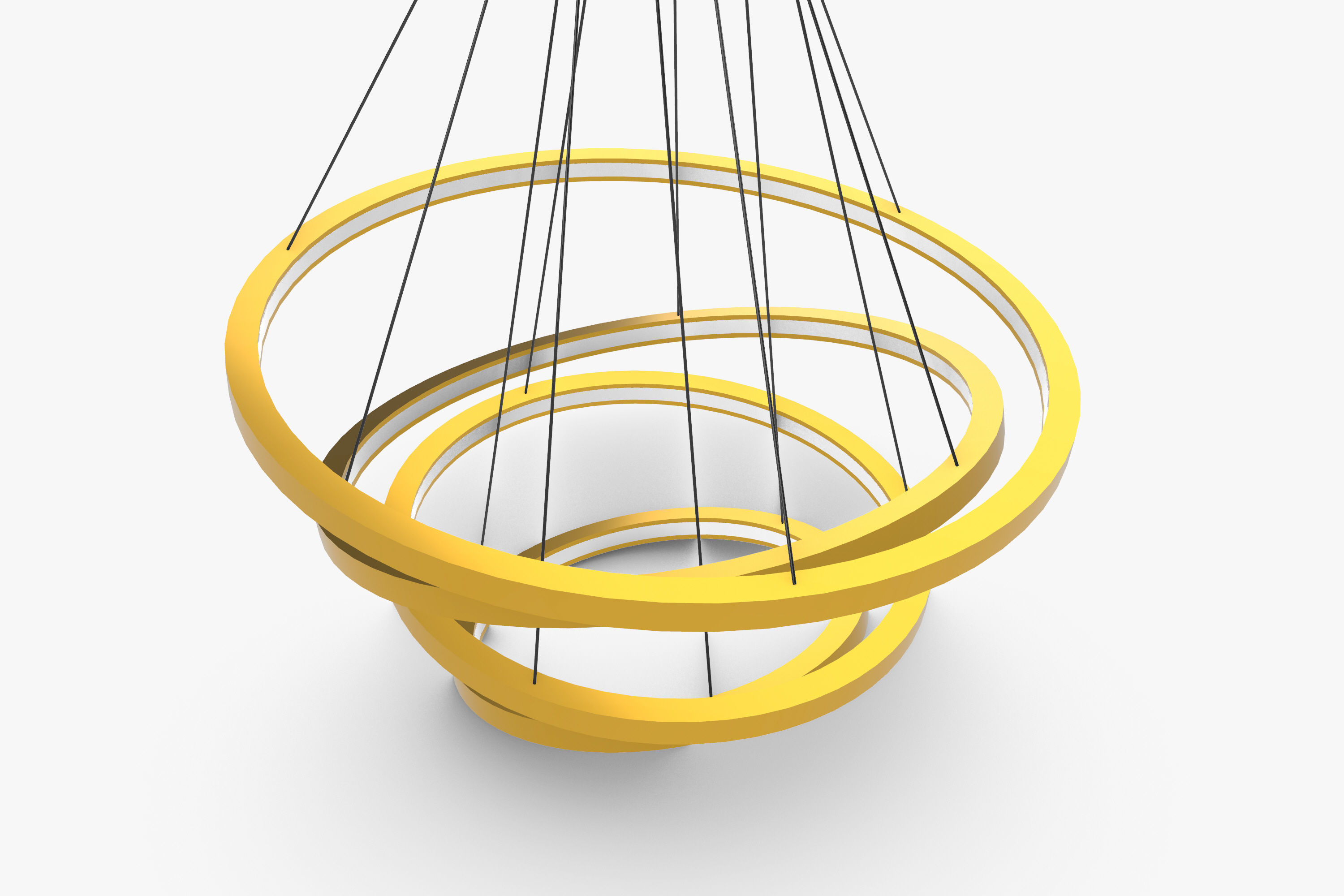 Golden Circles Chandelier 3D model_4