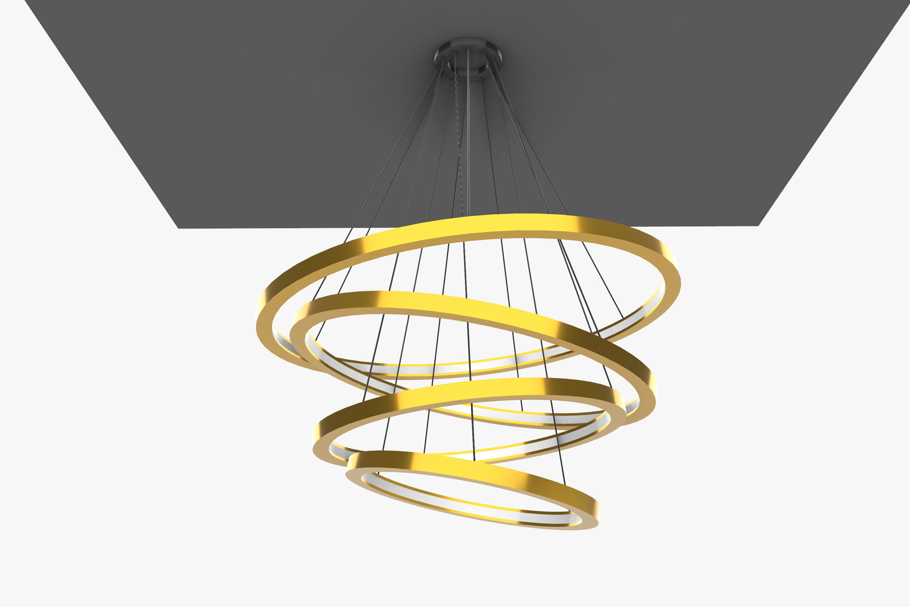 Golden Circles Chandelier 3D model_3