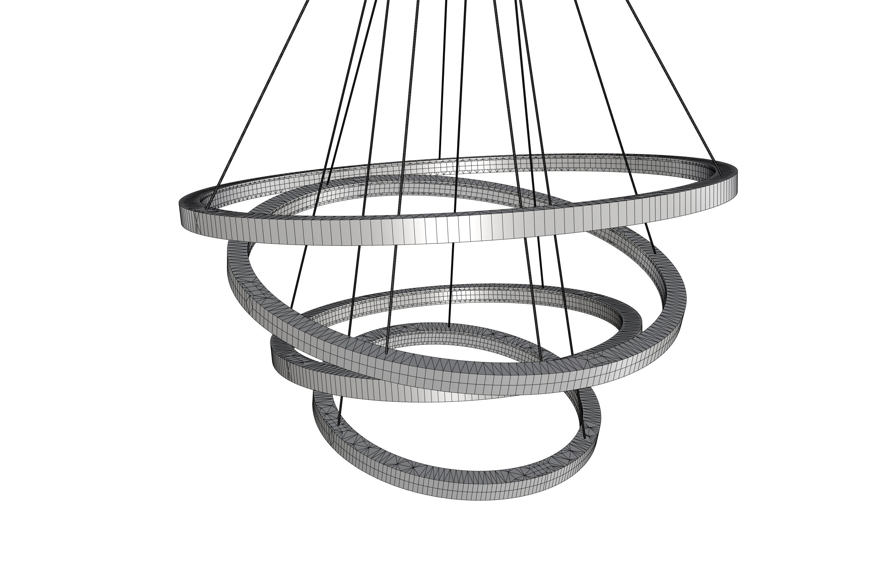 Golden Circles Chandelier 3D model_12