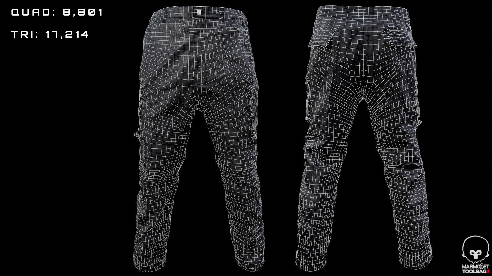 Cargo Pants 003 Low-poly 3D model_4