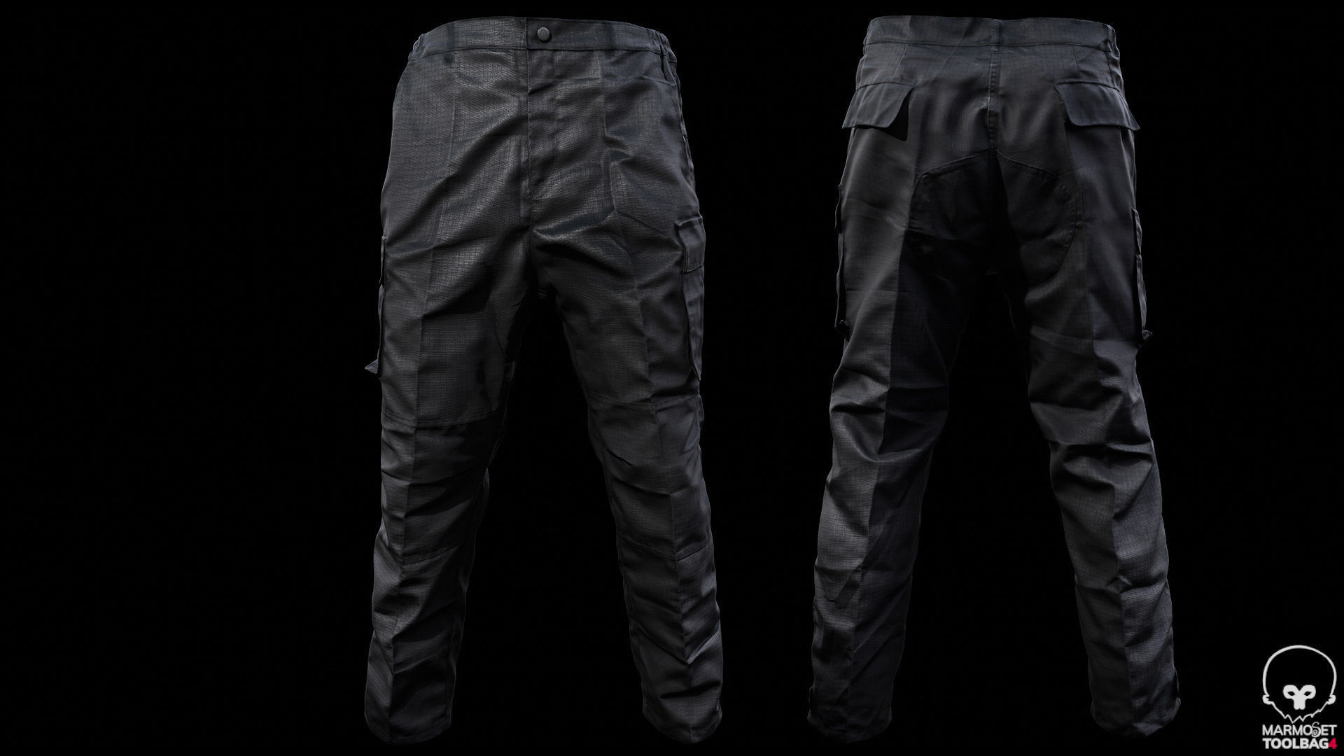 Cargo Pants 003 Low-poly 3D model_3