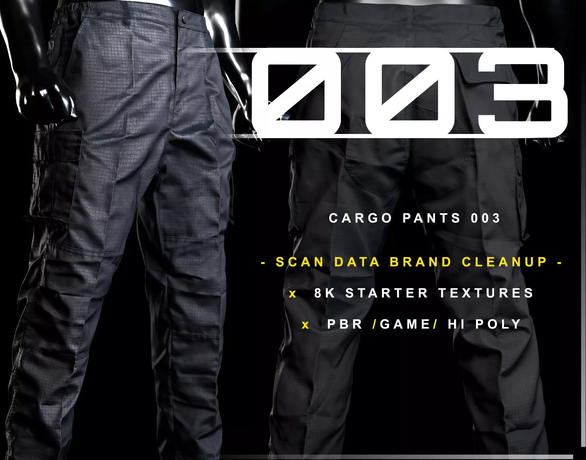 Cargo Pants 003 Low-poly 3D model_0