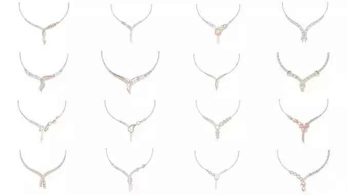 51 Women Necklace Pendant 3dm STL OBJ FBX Details Collection