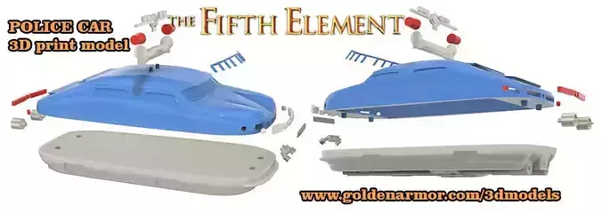 The fifth element POLICE CAR studio scale STL model UPDATED 2025 3D print model
