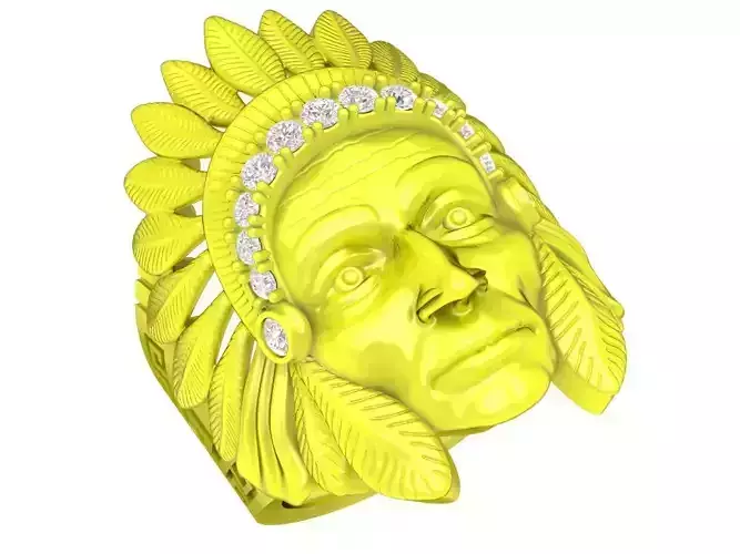 A4656 Chief Native American Ring 3D print model