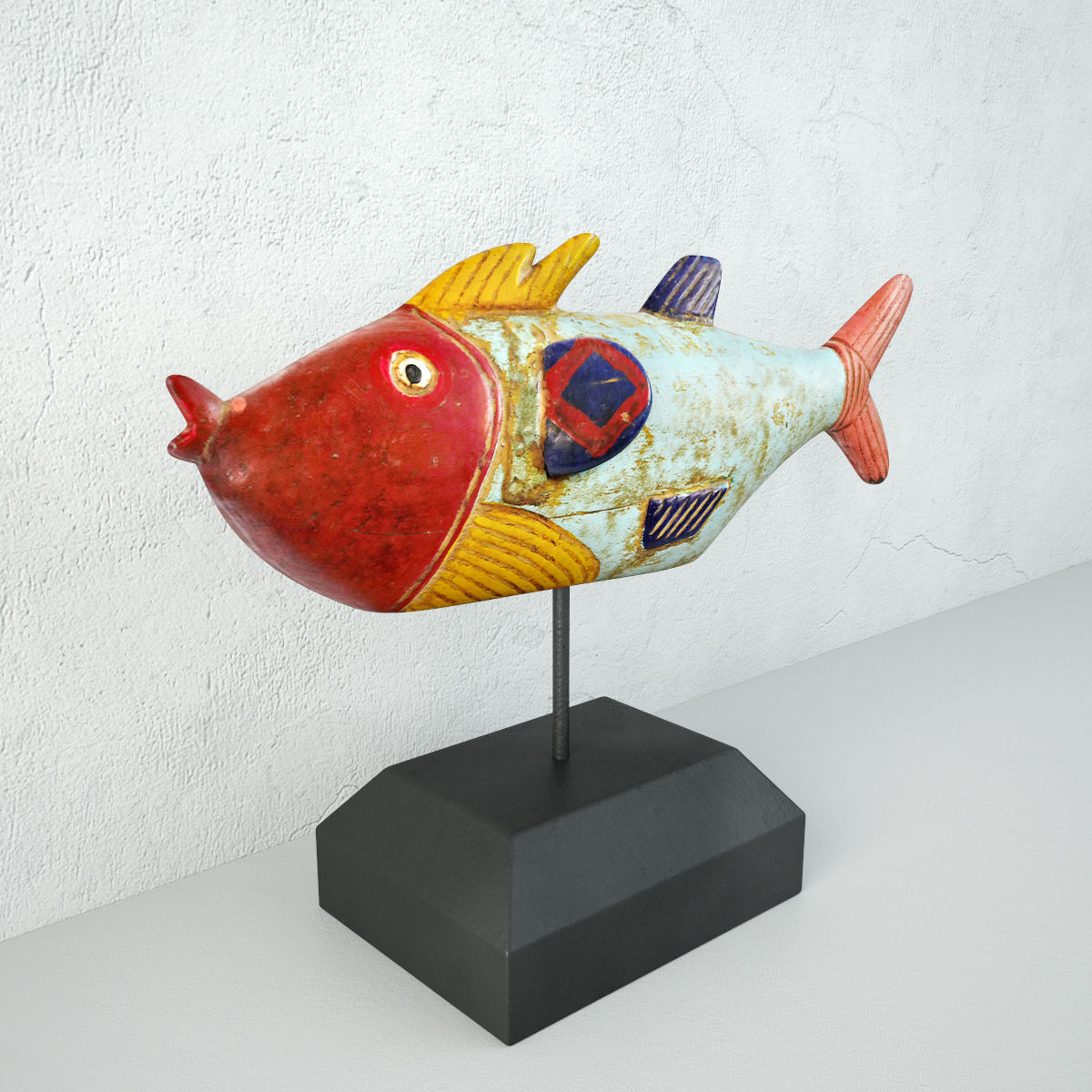 Mali Wood Bozo Fish Puppet 3 3D model_3