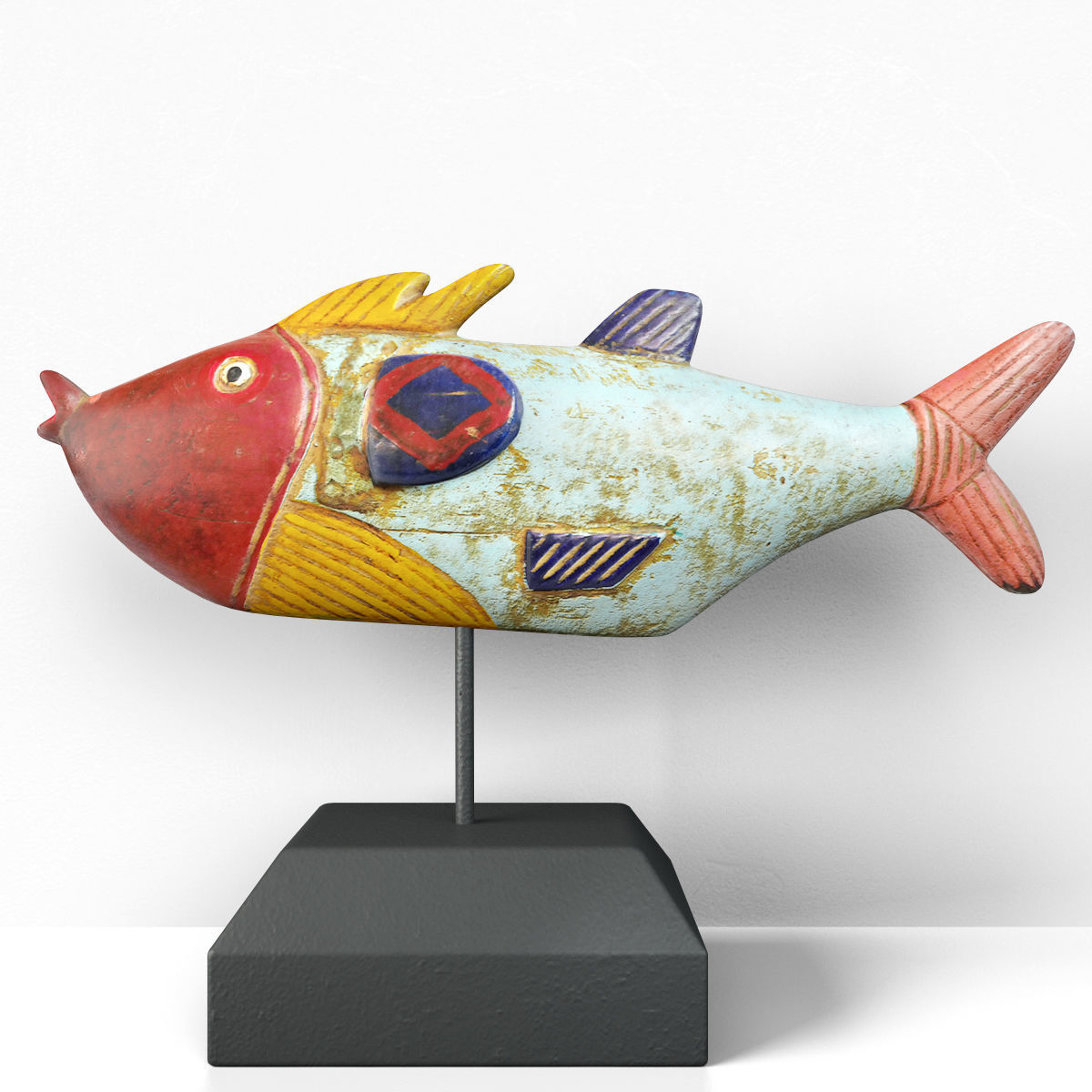 Mali Wood Bozo Fish Puppet 3 3D model_1