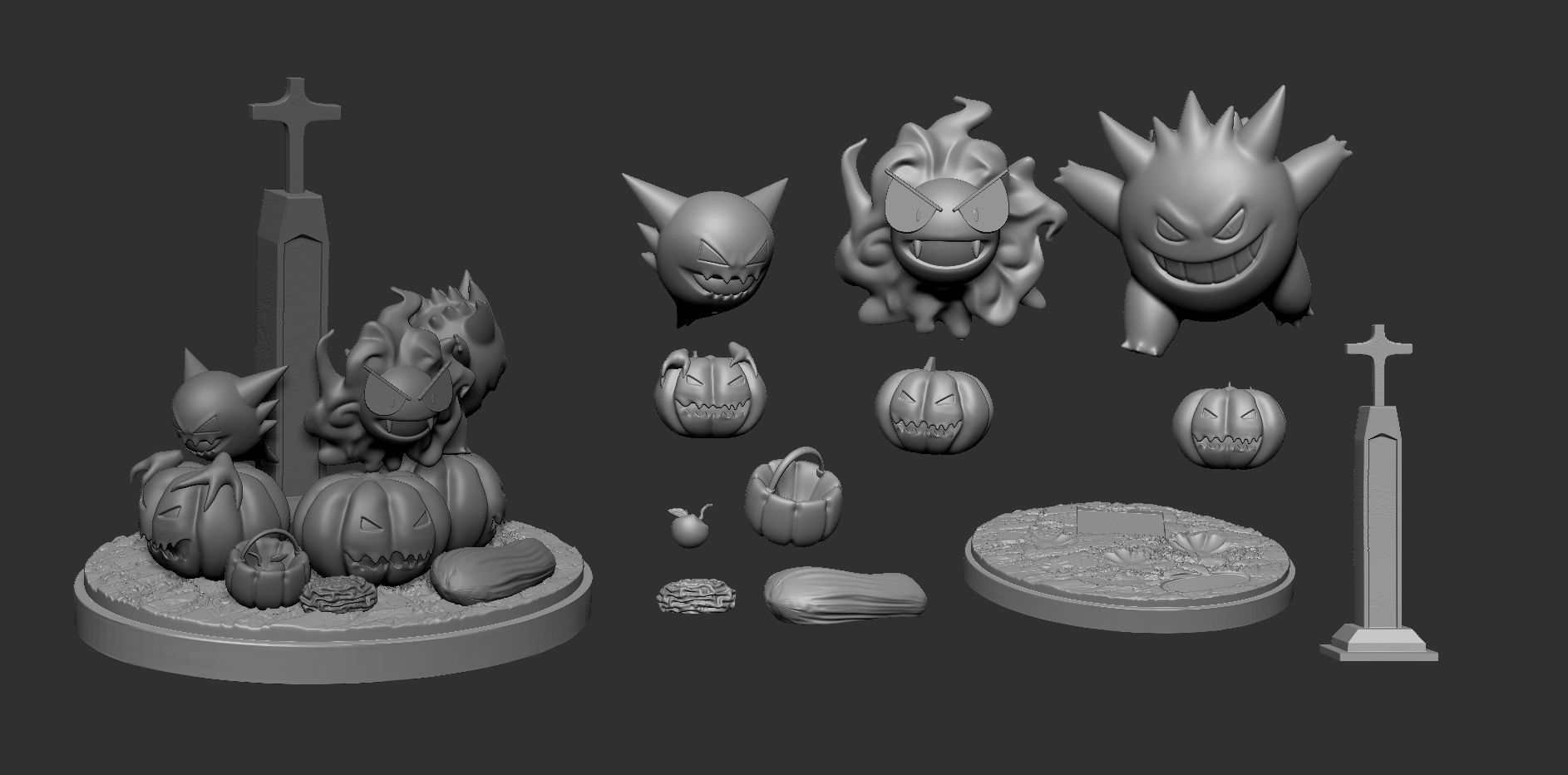 DIORAMA POKEMON HALLOWEEN 3D print model_1
