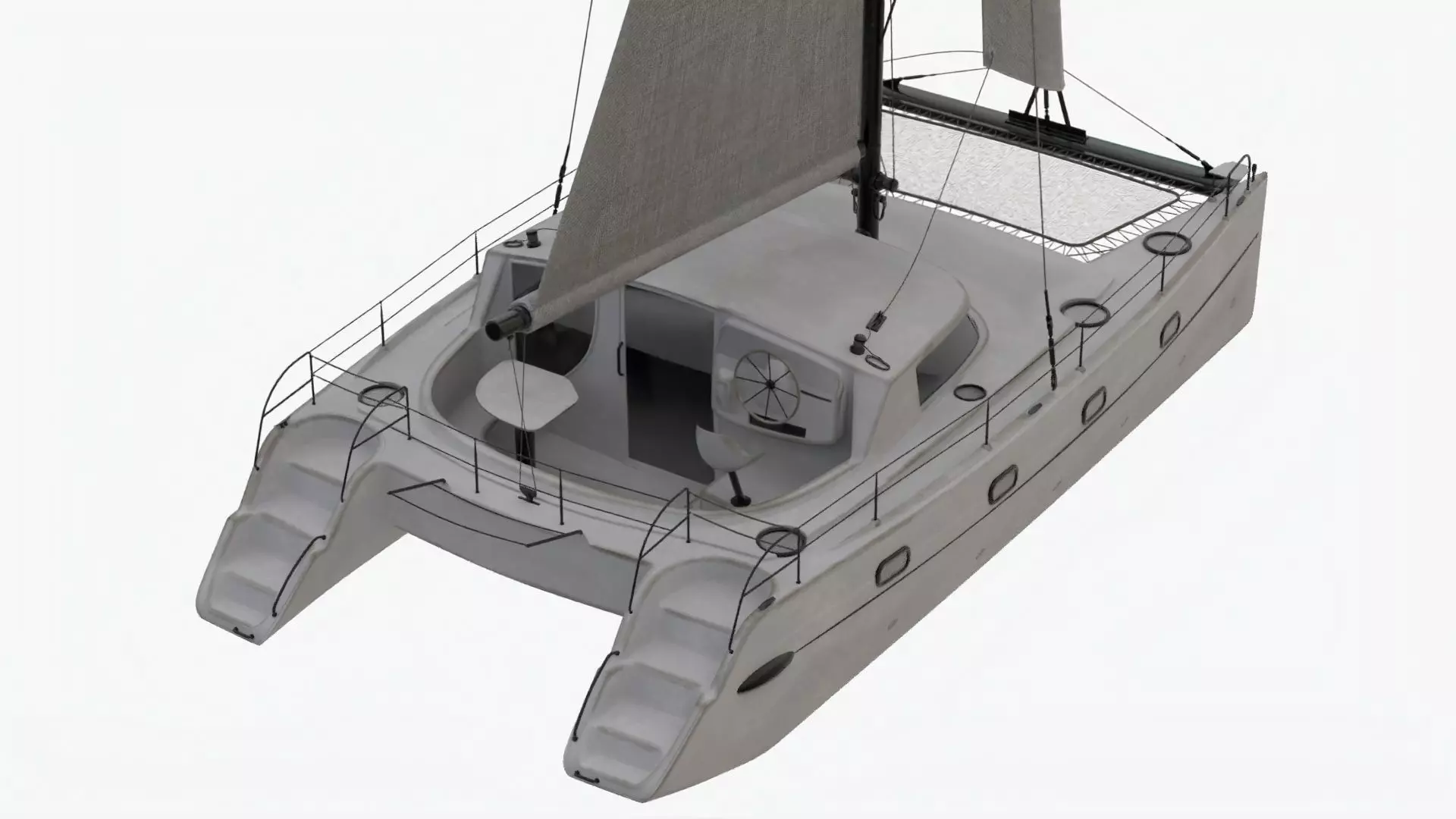 4K Universal Saill Catamaran Low-poly 3D model