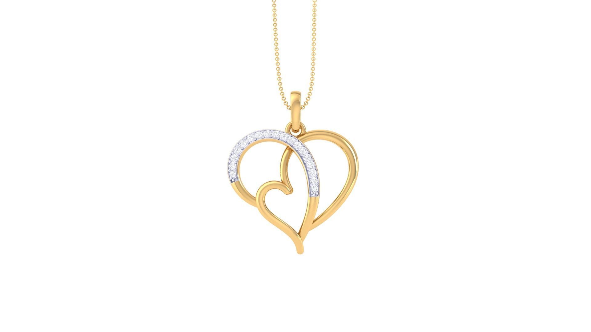 Women Heart Pendant 3dm STL OBJ FBX Renders Details 3D print model_3