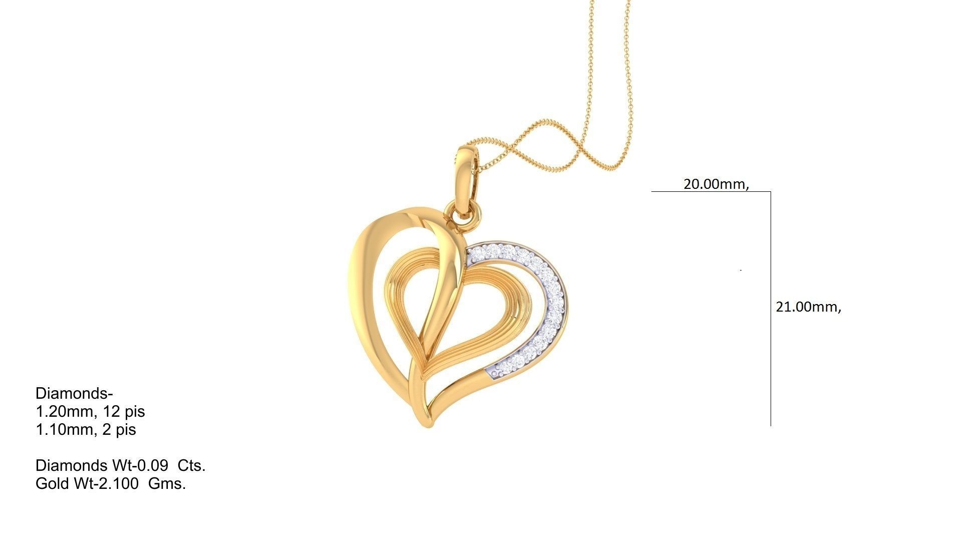 Women Heart Pendant 3dm STL OBJ FBX Renders Details 3D print model_1