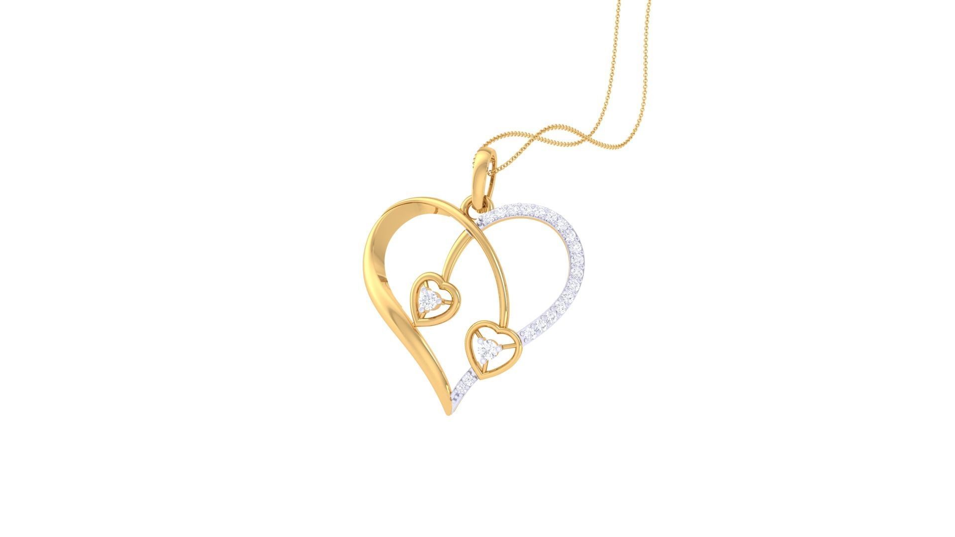 Women Heart Pendant 3dm STL OBJ FBX Renders Details 3D print model_2