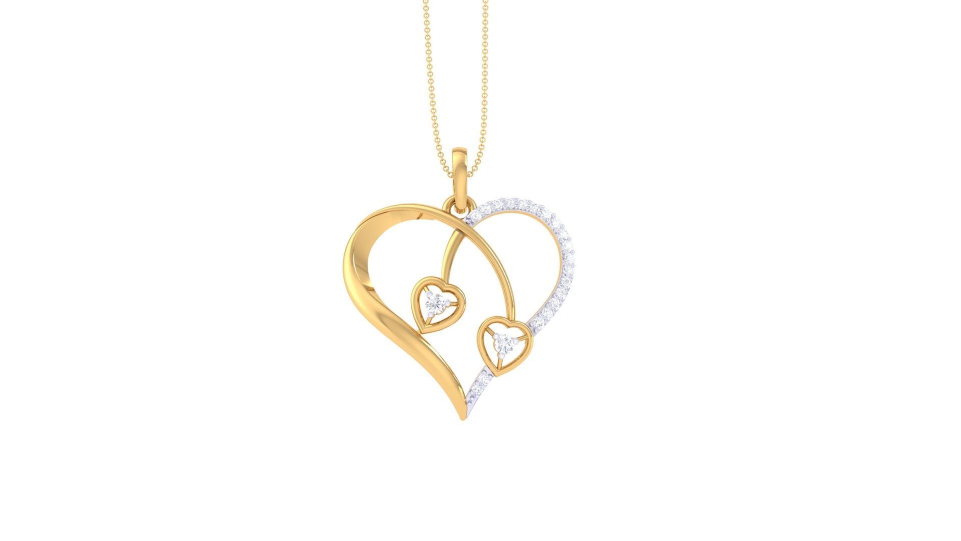 Women Heart Pendant 3dm STL OBJ FBX Renders Details 3D print model_3