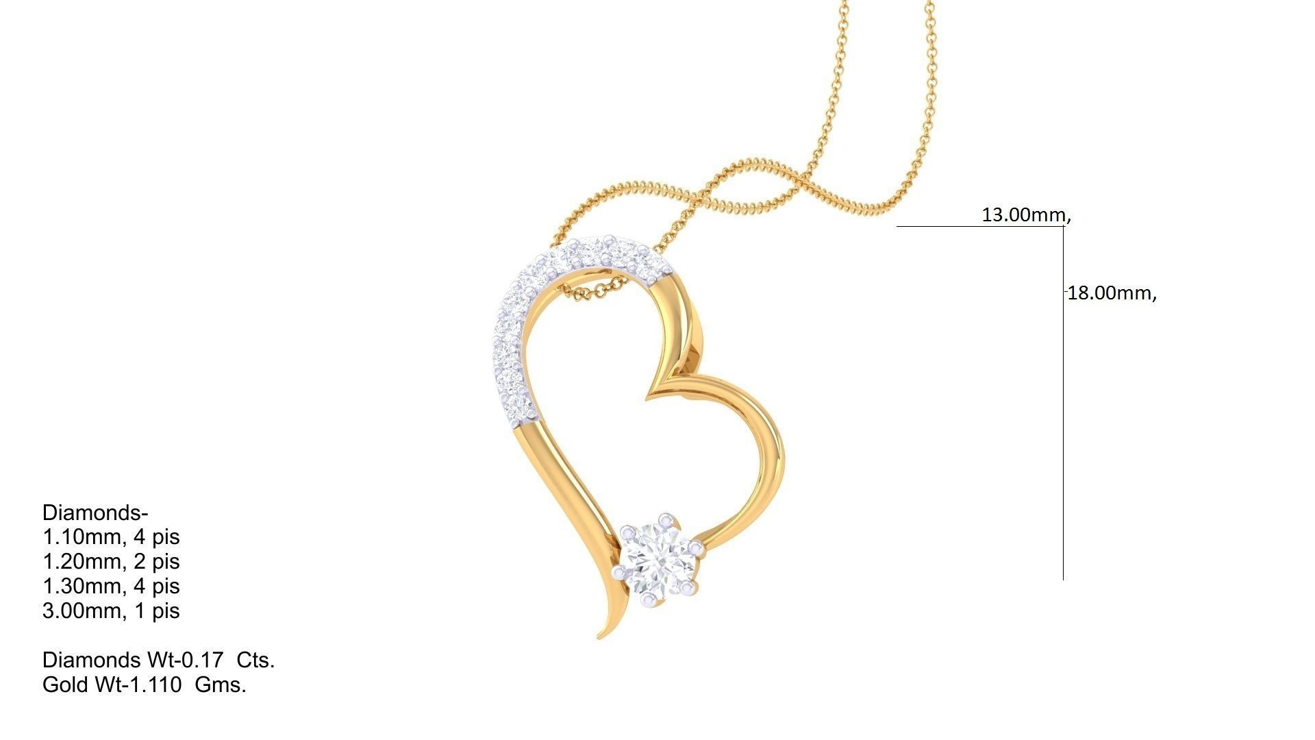 Women Heart Pendant 3dm STL OBJ FBX Renders Details 3D print model_1