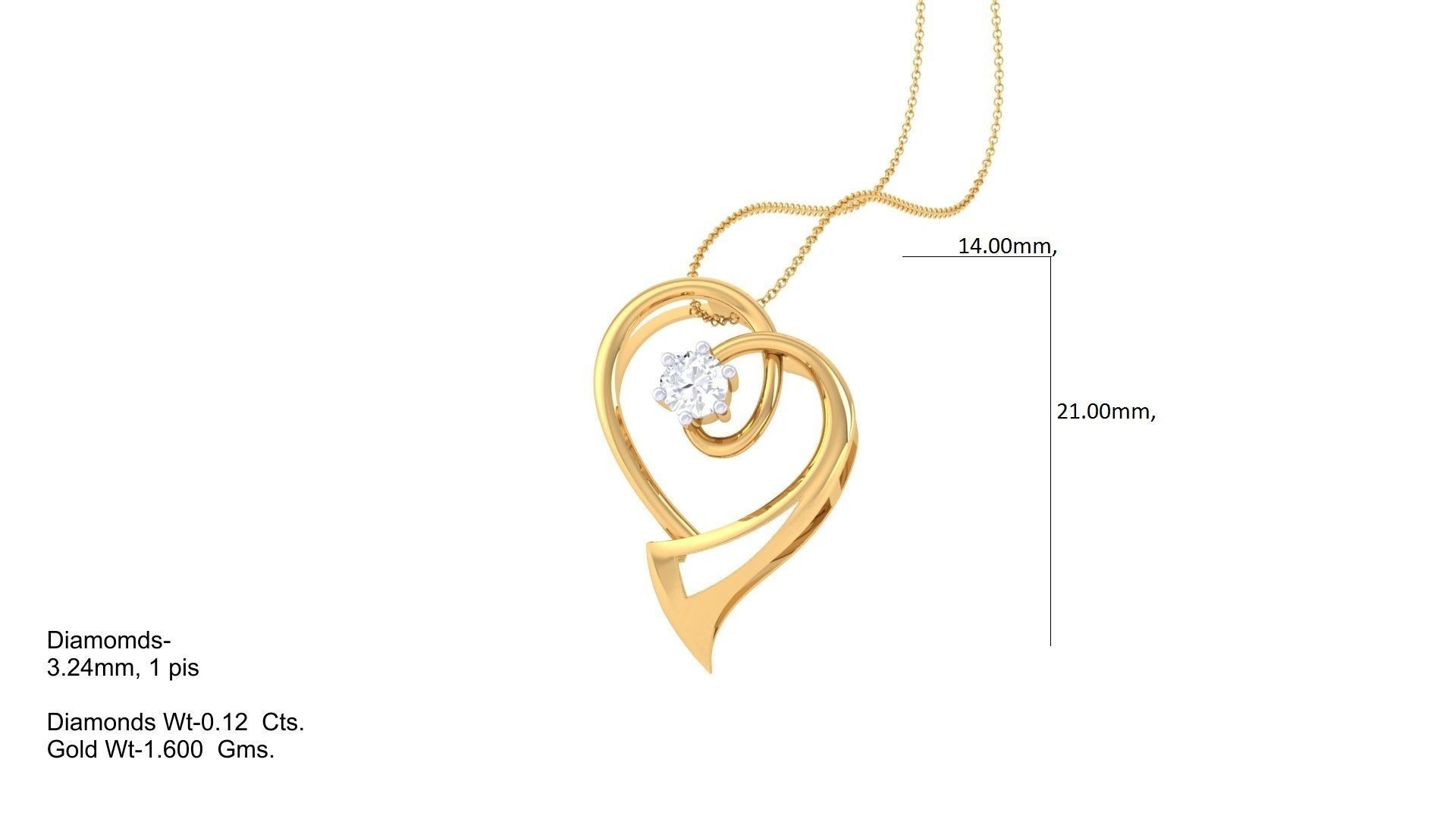 Women Heart Pendant 3dm STL OBJ FBX Renders Details 3D print model_1