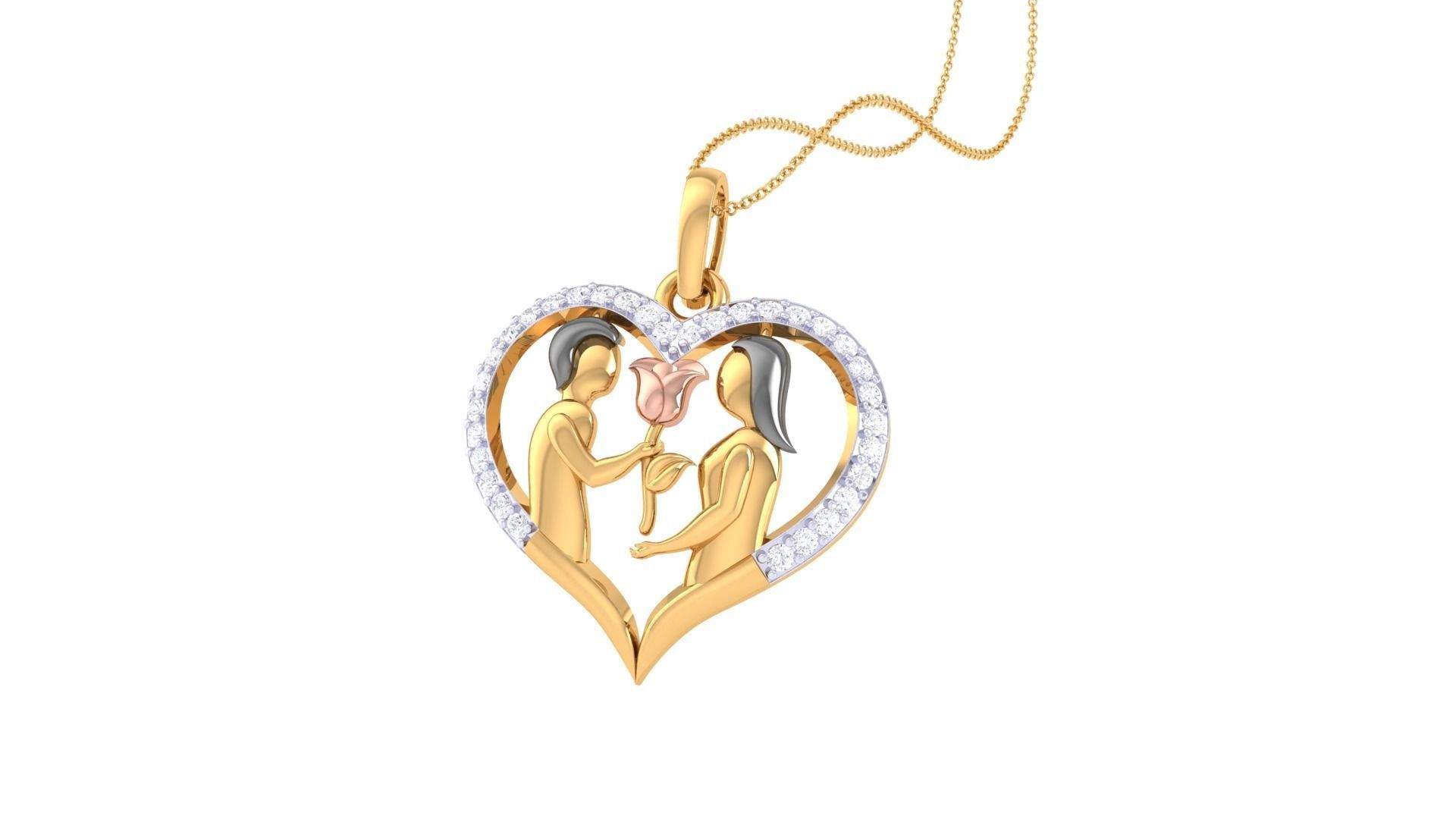 Women Heart Pendant 3dm STL OBJ FBX Renders Details 3D print model_2