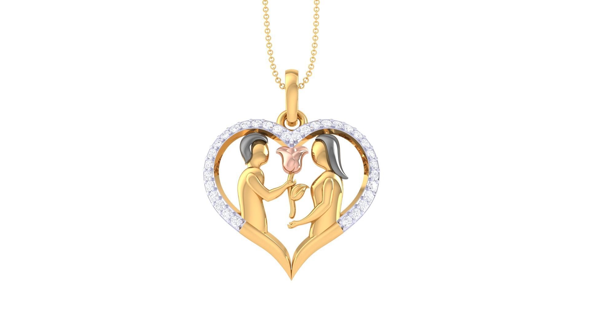 Women Heart Pendant 3dm STL OBJ FBX Renders Details 3D print model_3