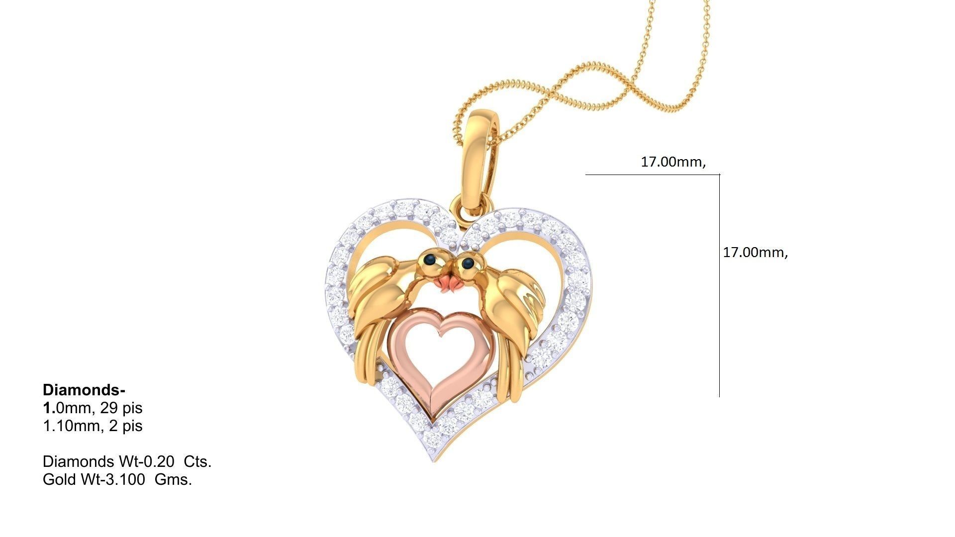 Women Heart Pendant 3dm STL OBJ FBX Renders Details 3D print model_1