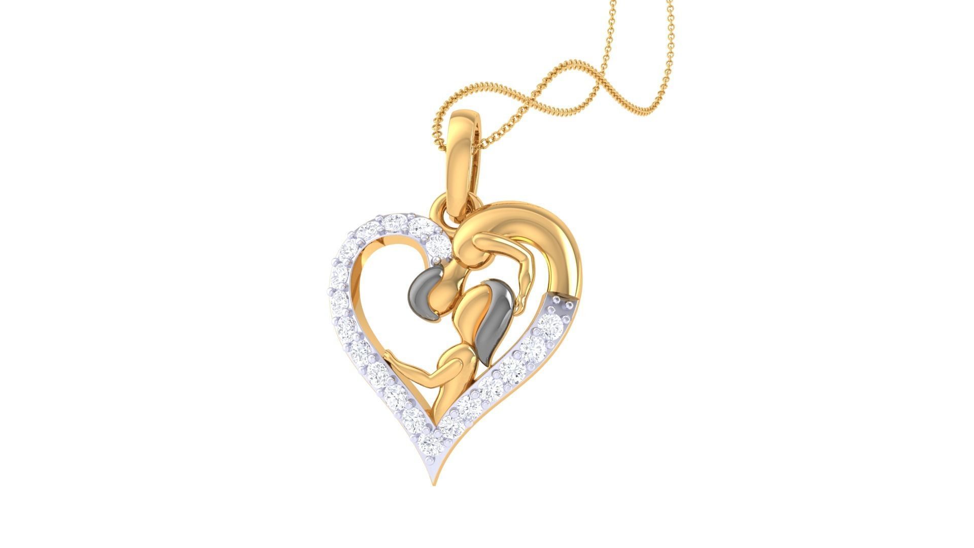 Women Heart Pendant 3dm STL OBJ FBX Renders Details 3D print model_2
