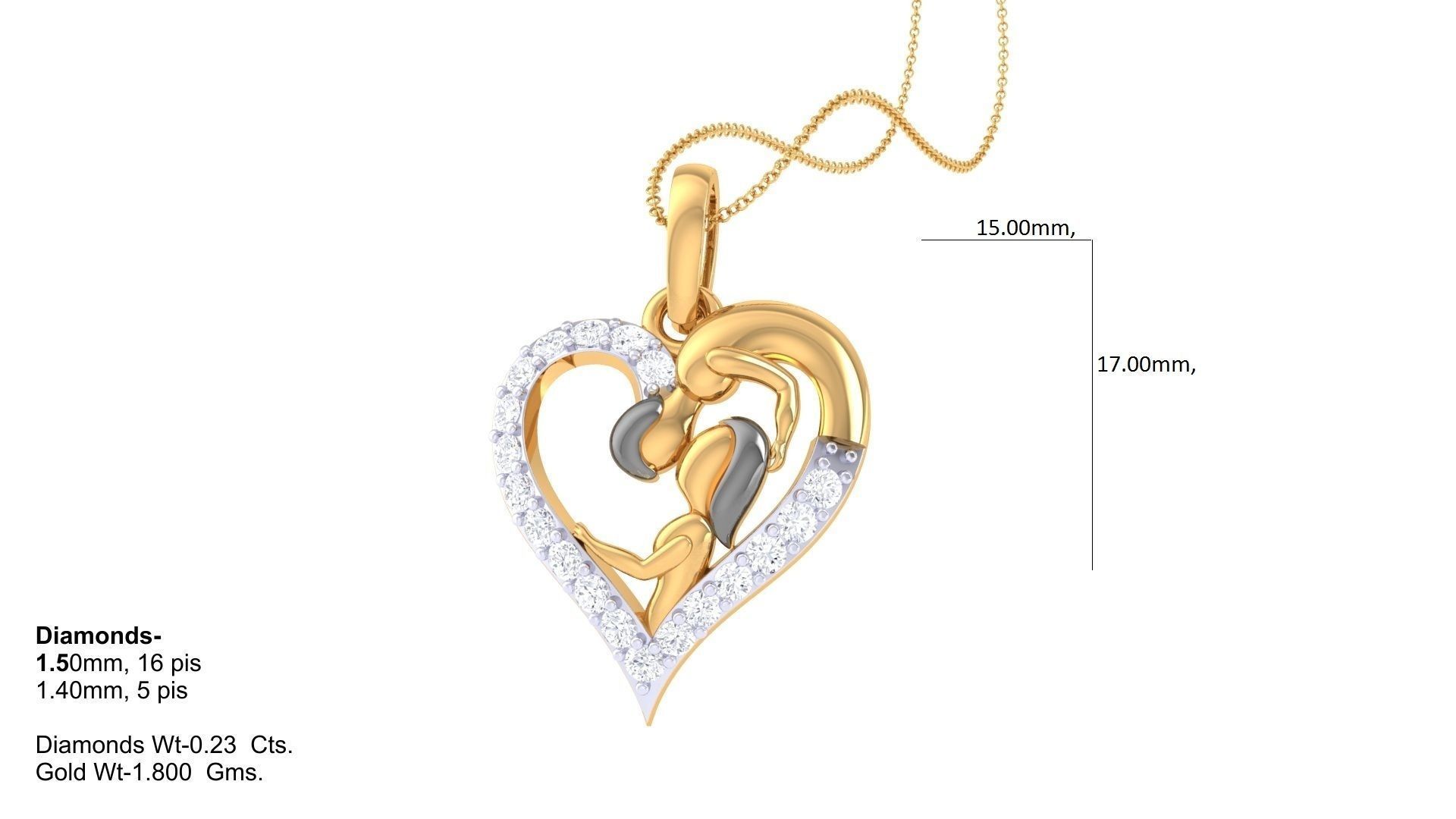Women Heart Pendant 3dm STL OBJ FBX Renders Details 3D print model_1