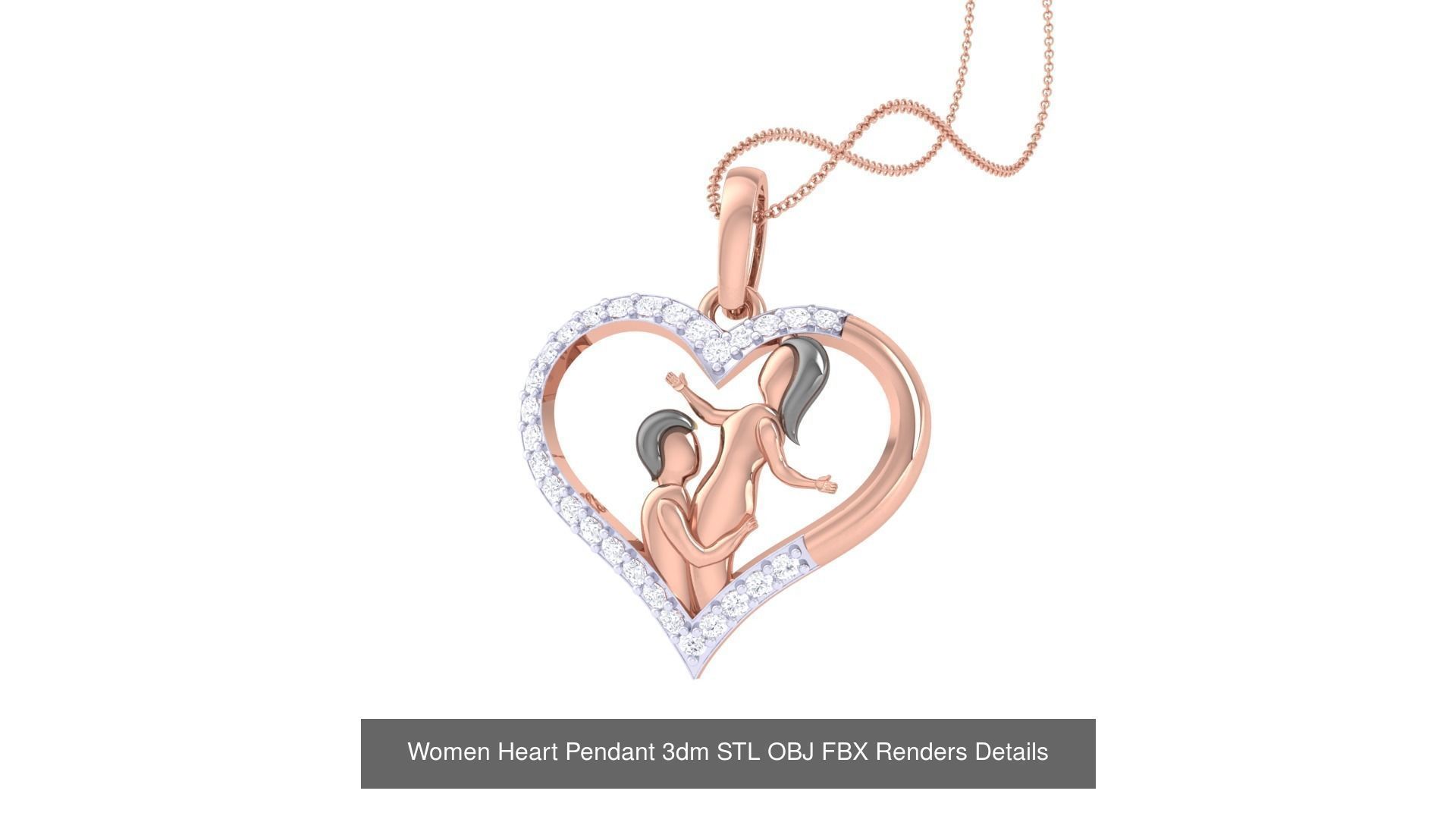 21 Women Heart Pendant 3dm STL OBJ FBX  Details Collection _18