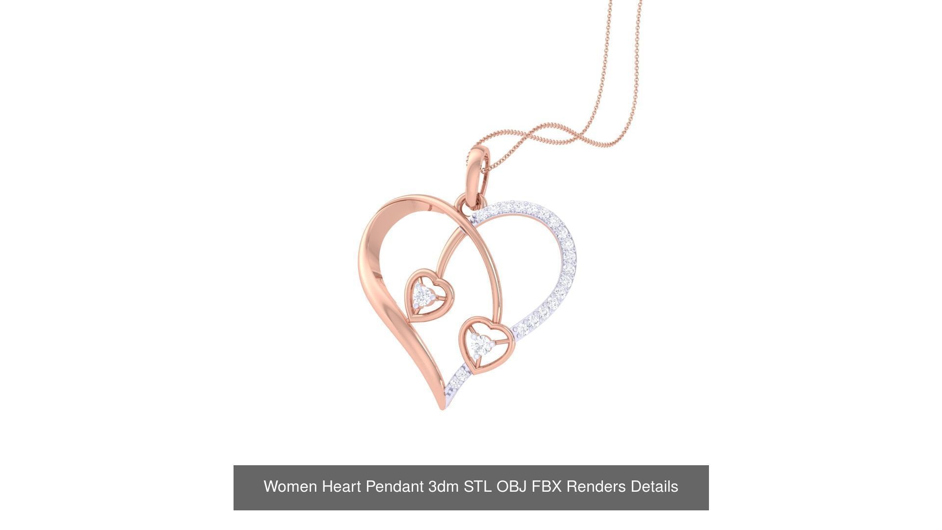 21 Women Heart Pendant 3dm STL OBJ FBX  Details Collection _10