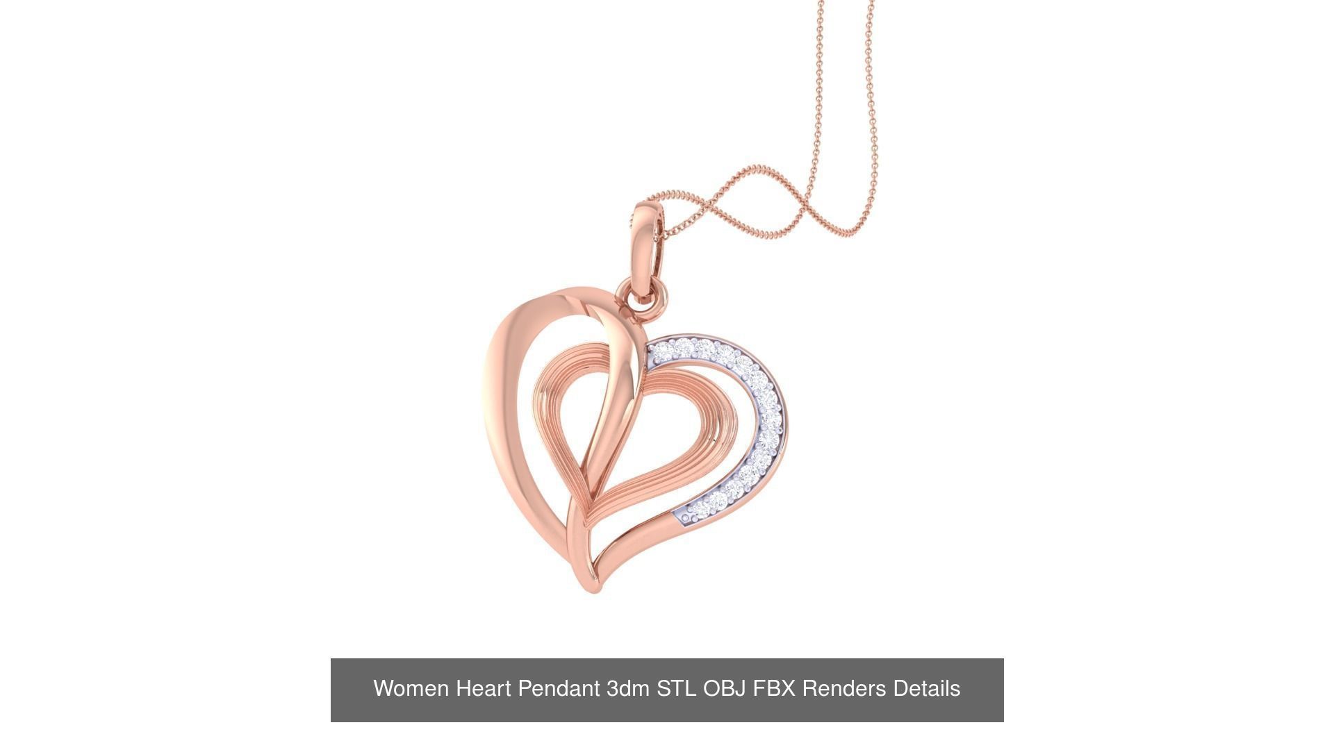 21 Women Heart Pendant 3dm STL OBJ FBX  Details Collection _8