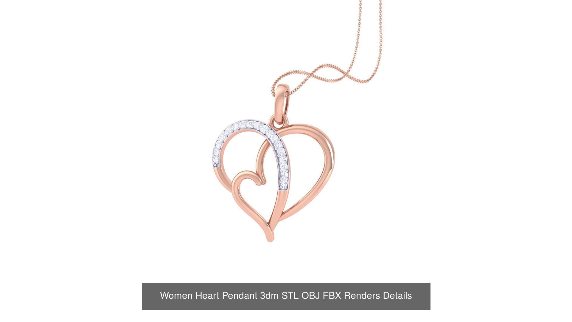 21 Women Heart Pendant 3dm STL OBJ FBX  Details Collection _3
