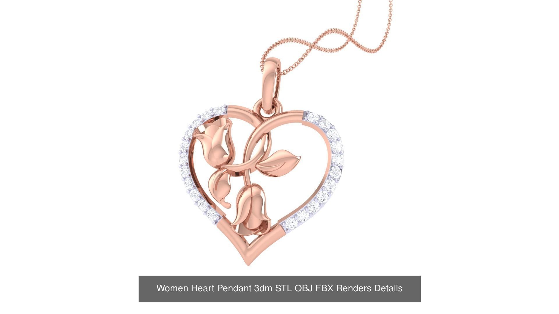 21 Women Heart Pendant 3dm STL OBJ FBX  Details Collection _23