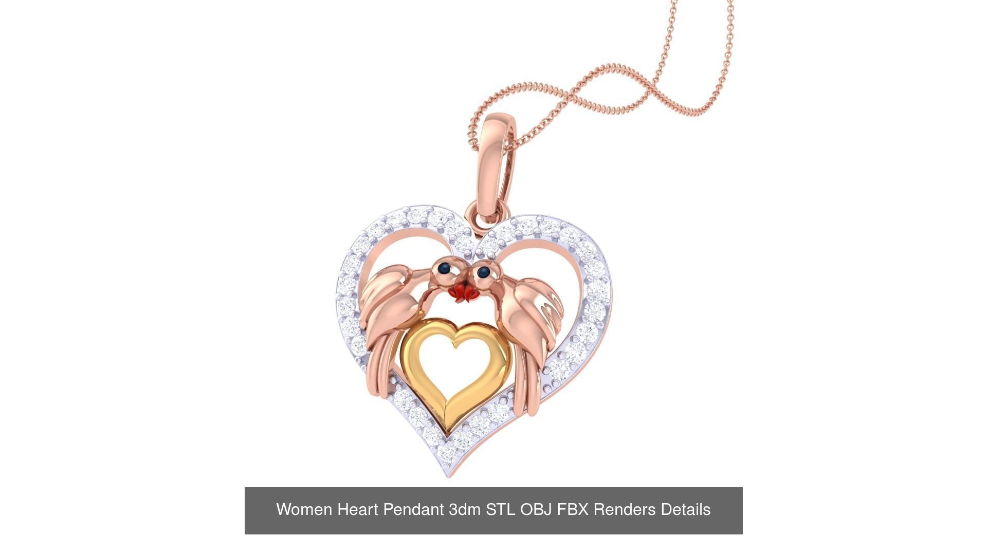 21 Women Heart Pendant 3dm STL OBJ FBX  Details Collection _21