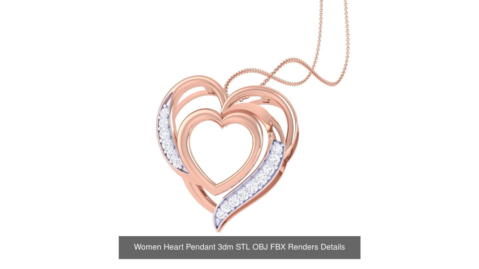 21 Women Heart Pendant 3dm STL OBJ FBX  Details Collection _5