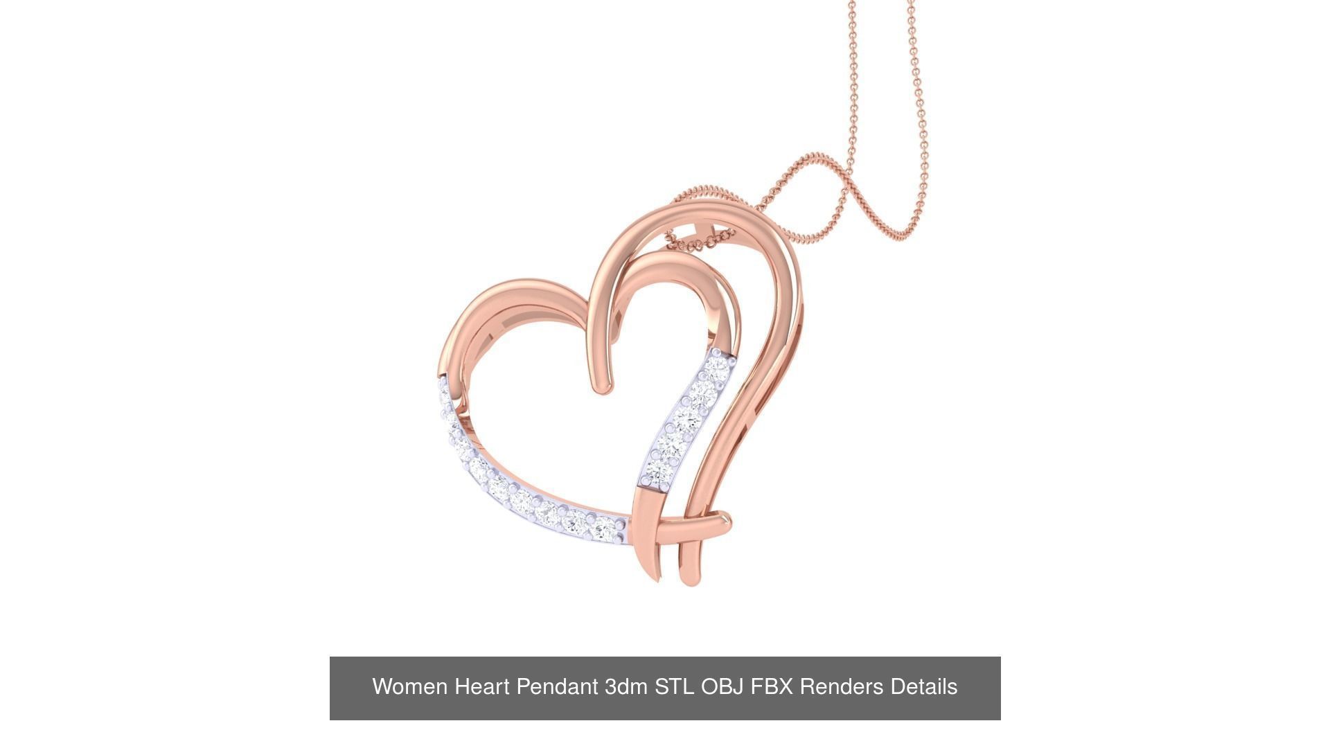 21 Women Heart Pendant 3dm STL OBJ FBX  Details Collection _4