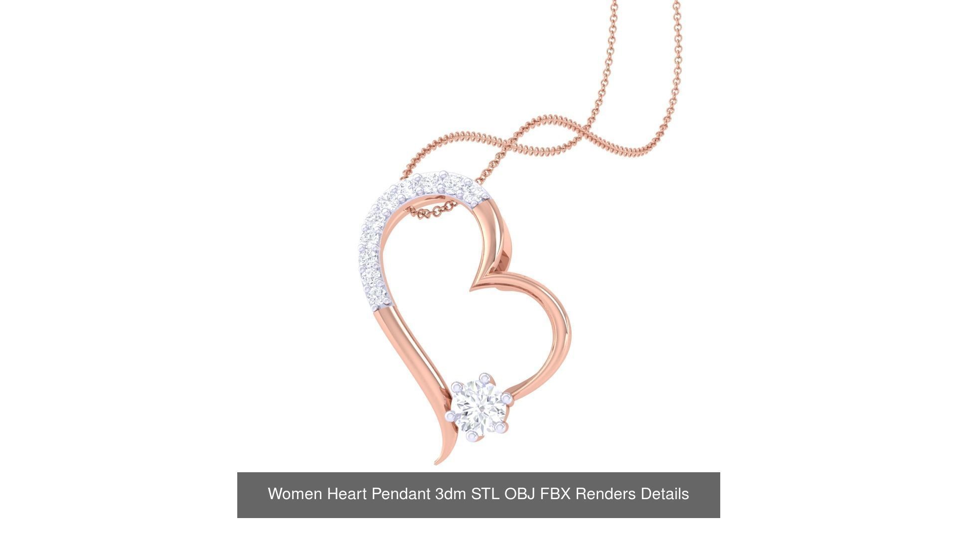 21 Women Heart Pendant 3dm STL OBJ FBX  Details Collection _13