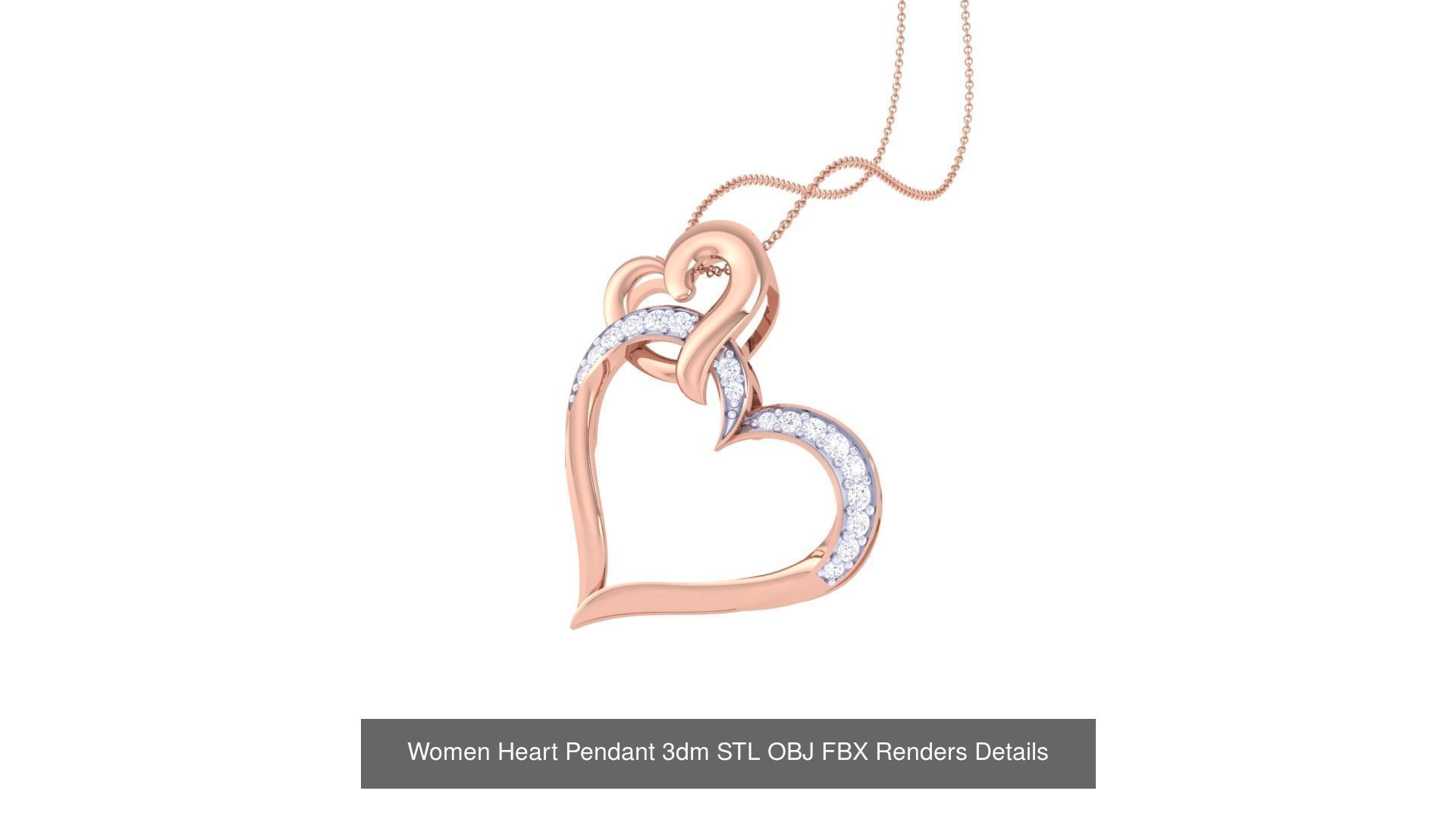 21 Women Heart Pendant 3dm STL OBJ FBX  Details Collection _12