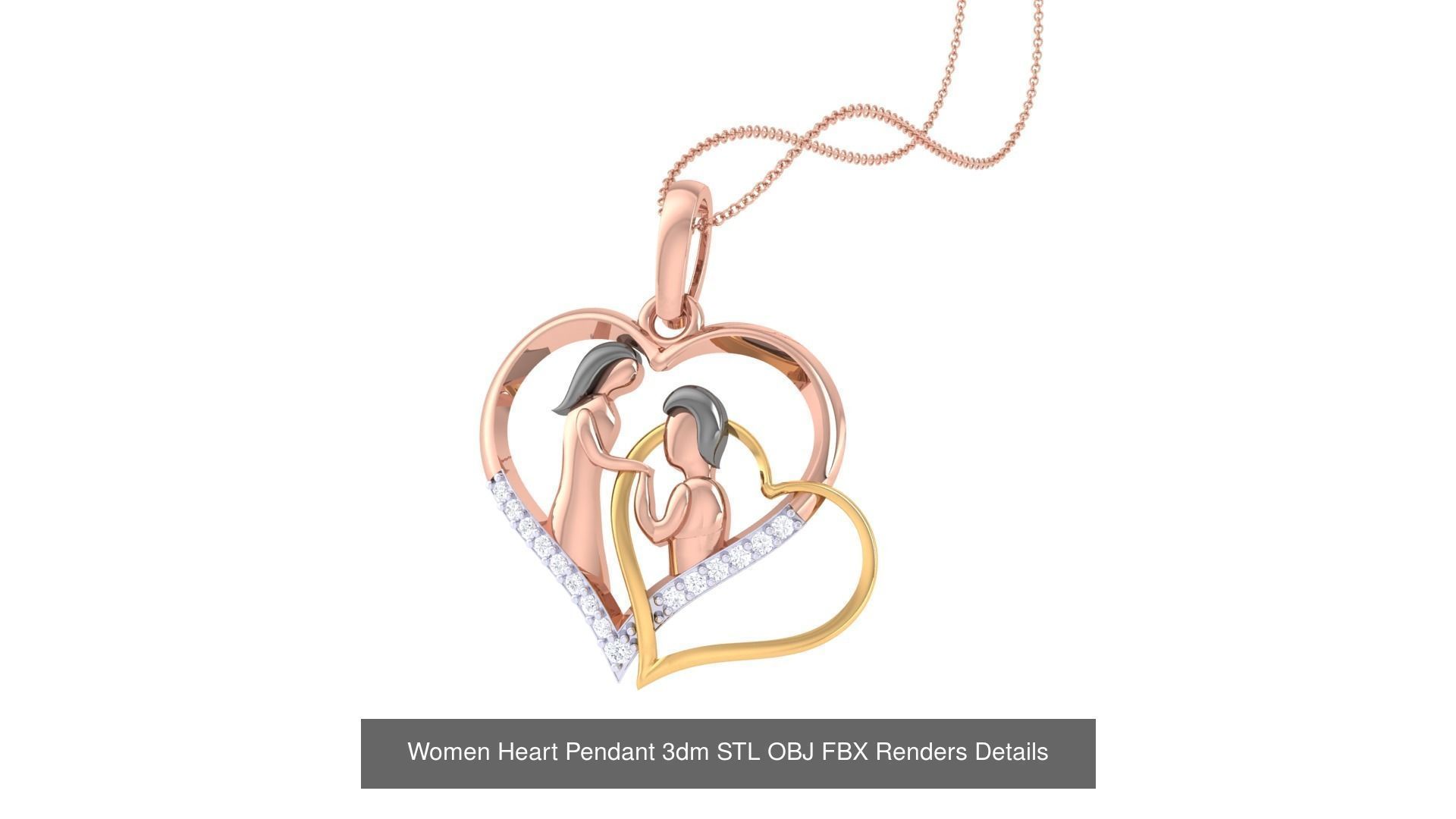 21 Women Heart Pendant 3dm STL OBJ FBX  Details Collection _19
