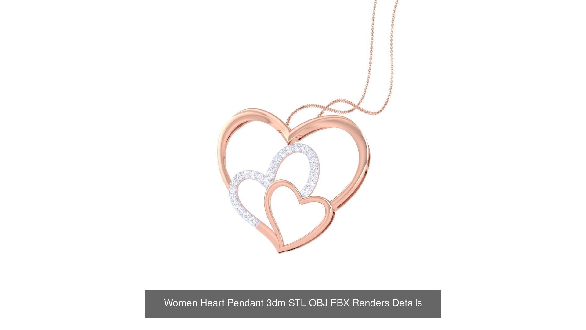21 Women Heart Pendant 3dm STL OBJ FBX  Details Collection _11