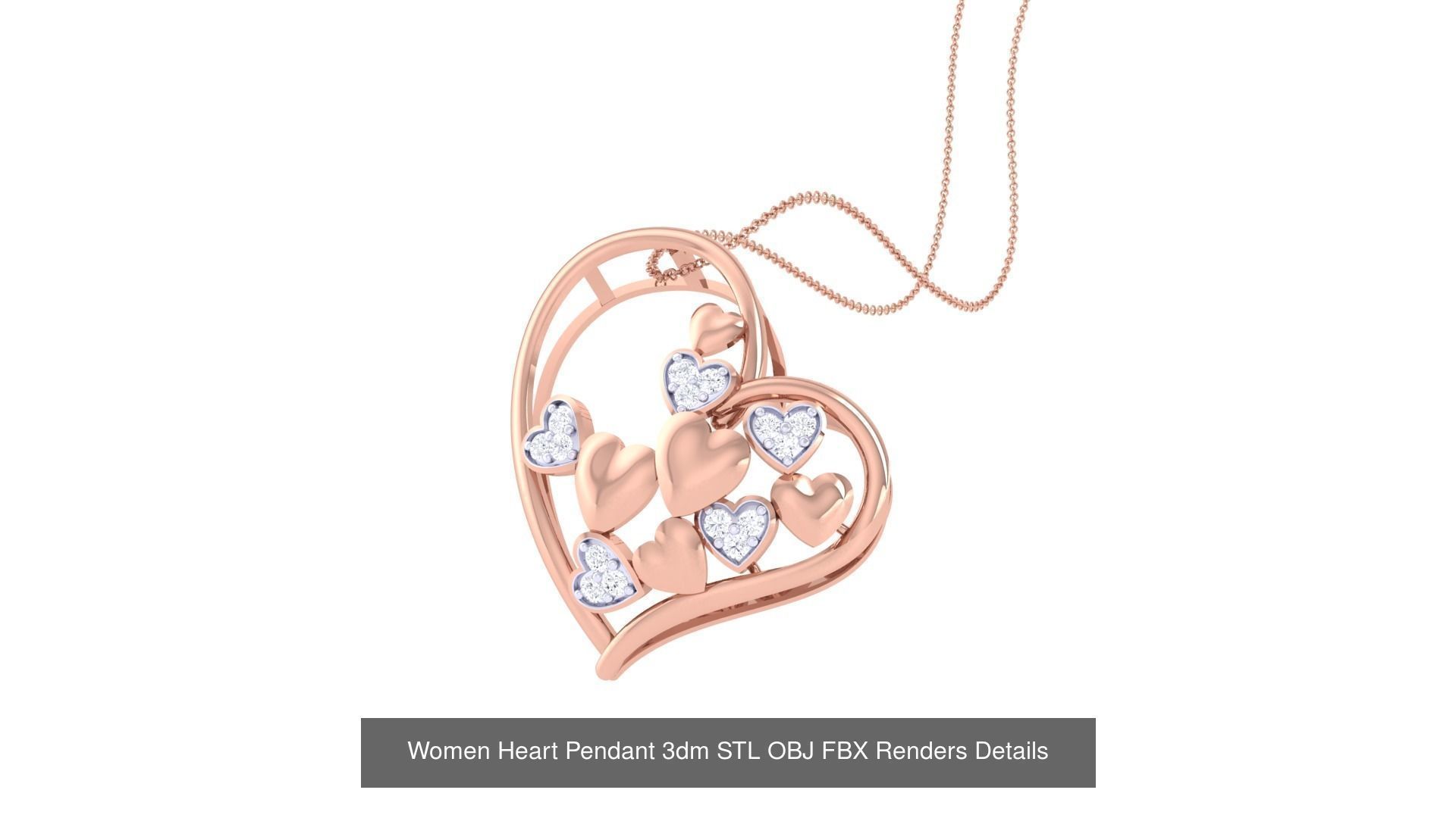 21 Women Heart Pendant 3dm STL OBJ FBX  Details Collection _9