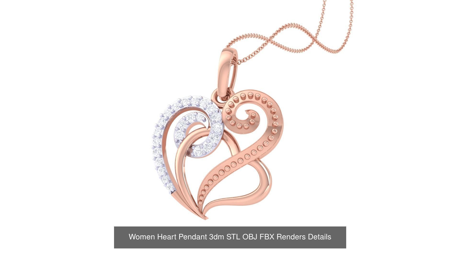 21 Women Heart Pendant 3dm STL OBJ FBX  Details Collection _17