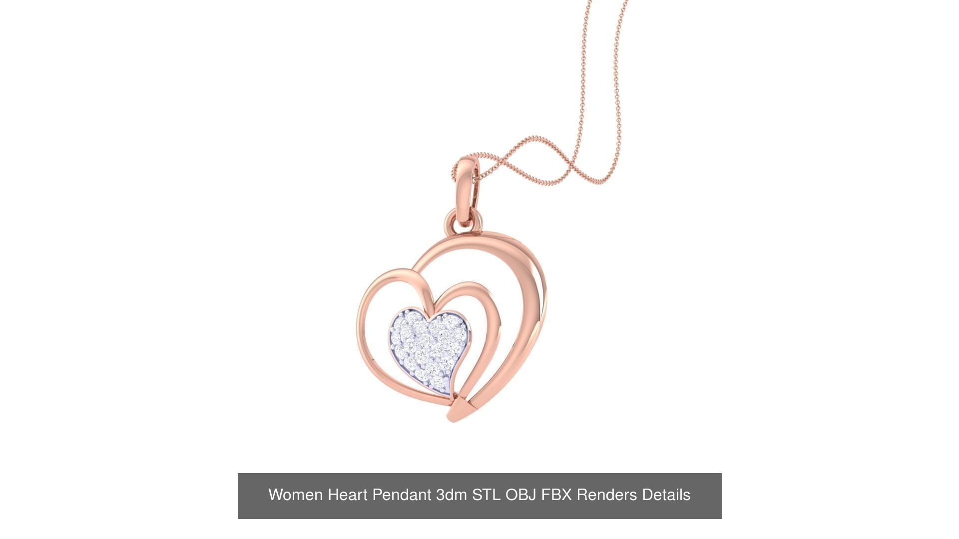 21 Women Heart Pendant 3dm STL OBJ FBX  Details Collection _6