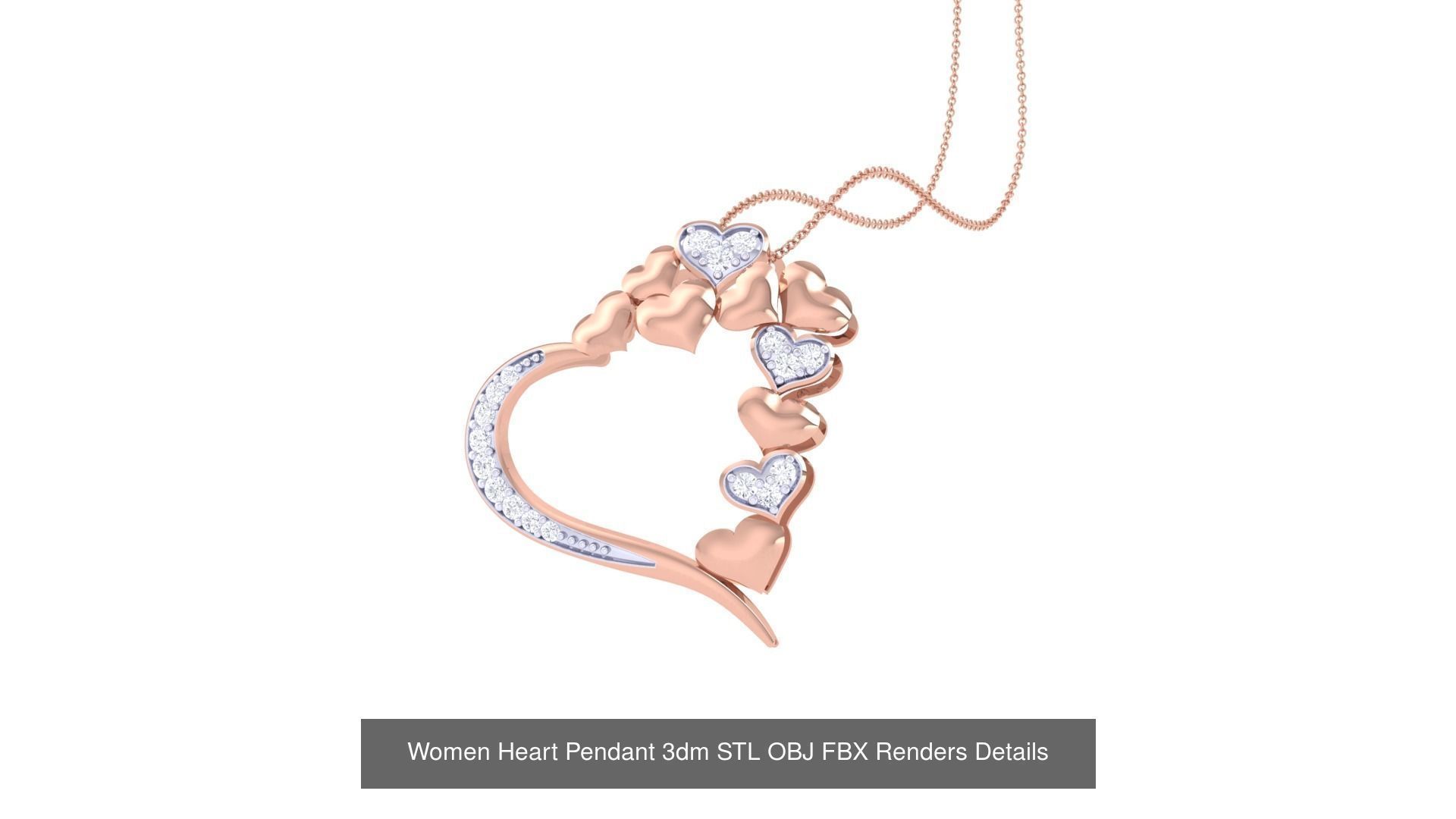 21 Women Heart Pendant 3dm STL OBJ FBX  Details Collection _7
