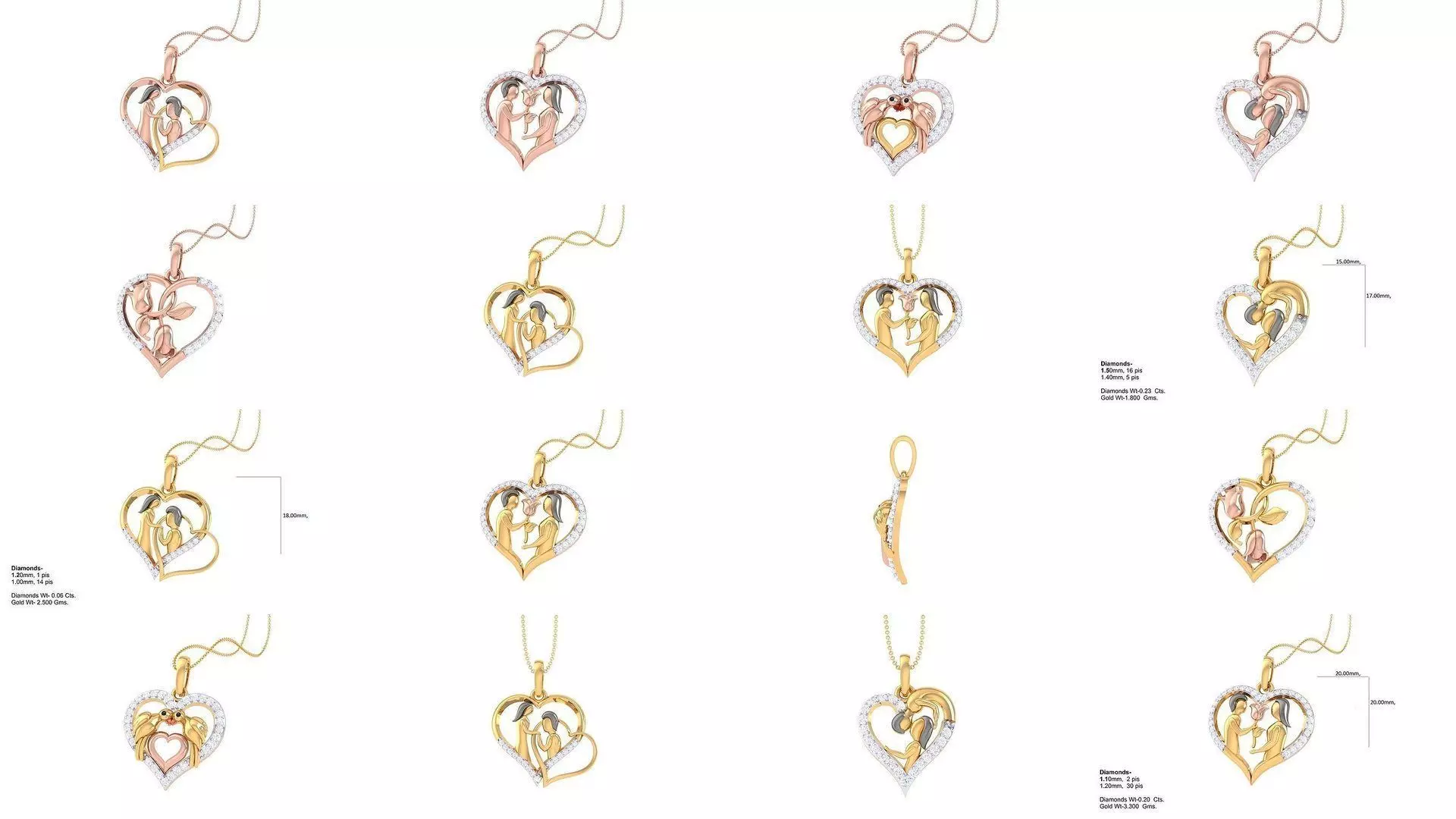21 Women Heart Pendant 3dm STL OBJ FBX  Details Collection _0