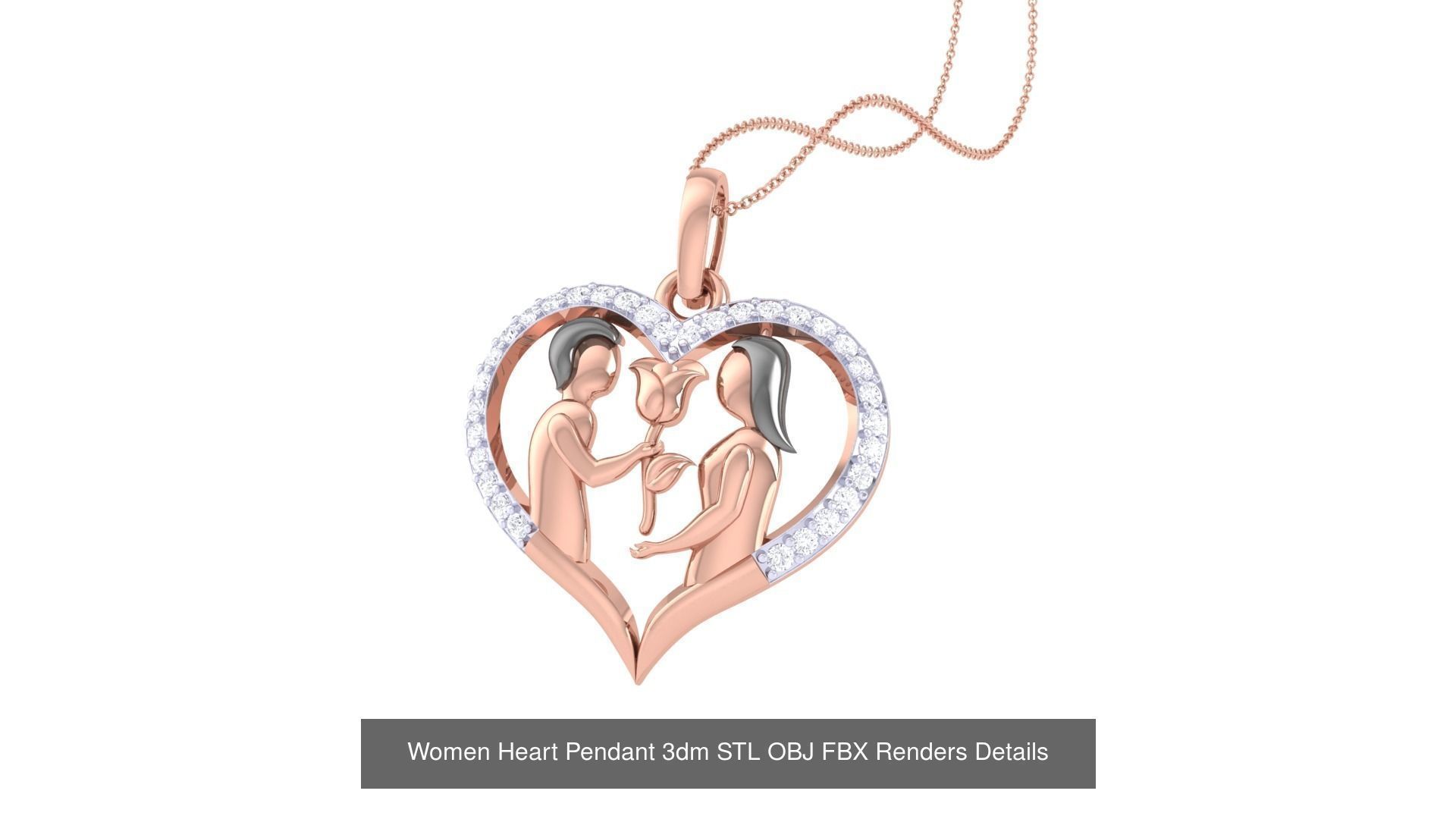 21 Women Heart Pendant 3dm STL OBJ FBX  Details Collection _20